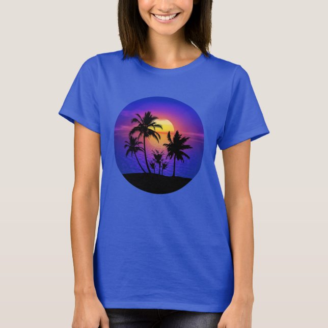 Camiseta Palmeras Tropicales de Atardecer (Anverso)