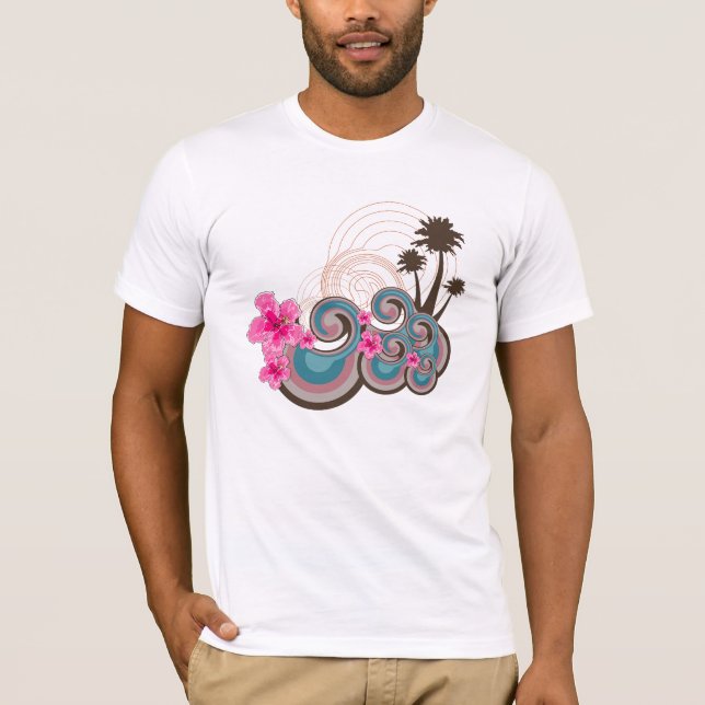 Camiseta Palmeras tropicales de la playa del hibisco de las (Anverso)