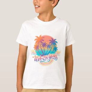 Camiseta Palmeras USA 250 años Patriótico Desierto Amanecer