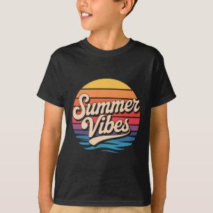 Camiseta Palmeras Vibraciones de Verano Retro Surf Atardece