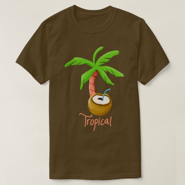 Camiseta Palmeras y bebida de coco en hawaii TShirt (Diseño del anverso)
