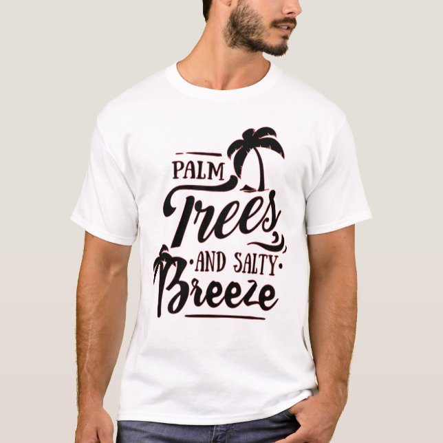 CAMISETA PALMERAS Y BREEZE SALTOSO - AMANTE DE LA PLAYA (Anverso)