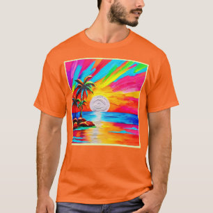 Camiseta Palmeras y pintura de fondo de sol