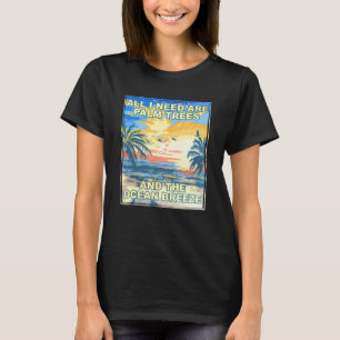 Camiseta Palmeras Y Playa De La Brisa Oceánica Bum Mar Trop
