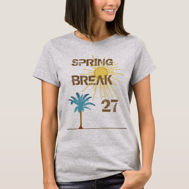 Camiseta Palmeras y puesta de sol de Spring Break fechado (Anverso)