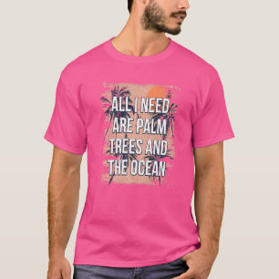 Camiseta Palmeras Y Verano De La Playa De La Brisa Del Océa
