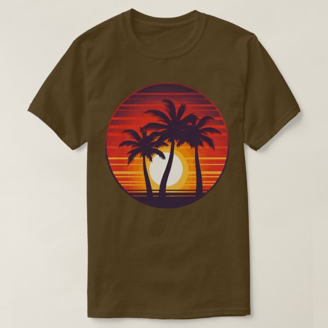 Camiseta Palmetto Trees Silhouettes Beach Sunset Design (Diseño del anverso)