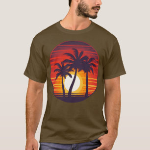 Camiseta Palmetto Trees Silhouettes Beach Sunset Design