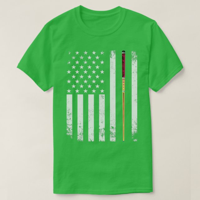 Camiseta Palo de billar de bandera estadounidense (Diseño del anverso)