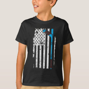 Camiseta Palo de hockey sobre hielo bandera estadounidense