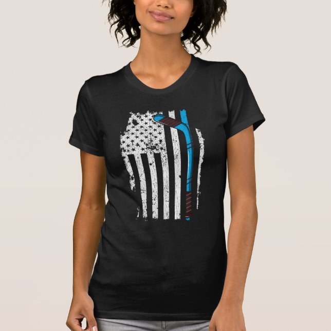 Camiseta Palo de hockey sobre hielo bandera estadounidense (Anverso)