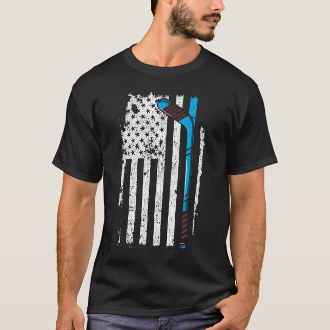 Camiseta Palo de hockey sobre hielo bandera estadounidense (Anverso)