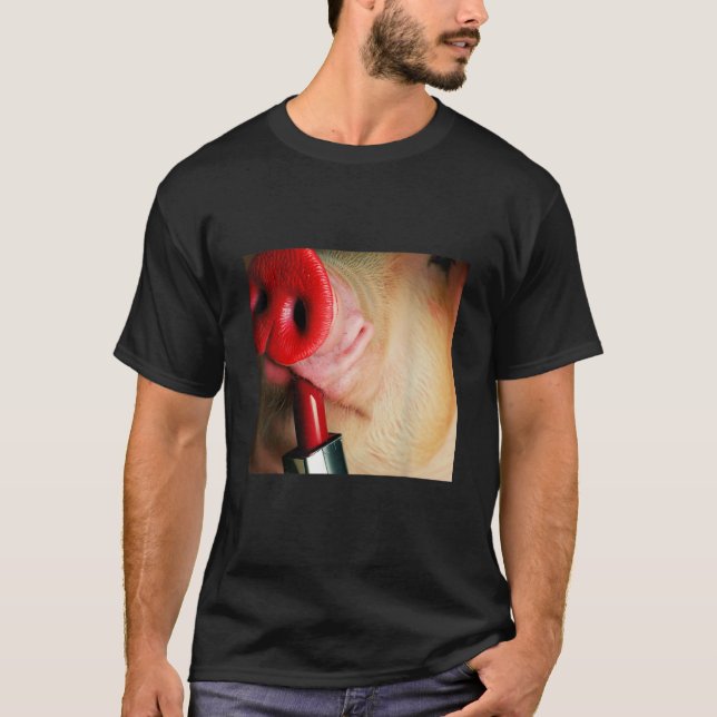 Camiseta Palo de labios en un cerdo (Anverso)