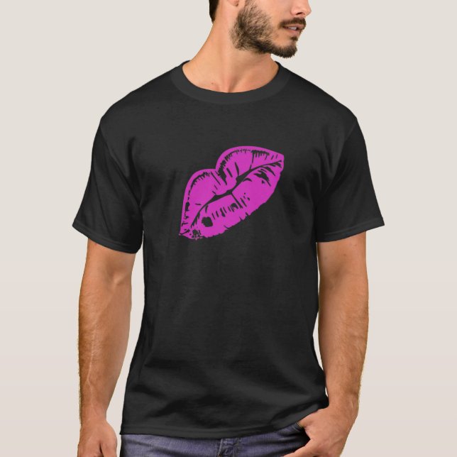 Camiseta Palo de labios púrpura tira de besos (Anverso)