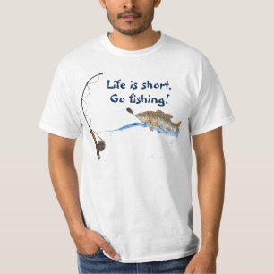 Camiseta palo de pesca con pescado en agua