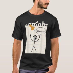 Camiseta Palo hombre tonto con manga corta negra para hombr
