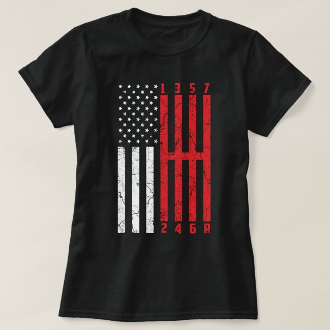 Camiseta Palo Mayús Bandera Americana Corbeta 6 Gears (Diseño del anverso)
