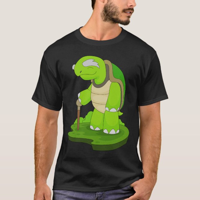 Camiseta Palo para caminar del pensionista de la tortuga (Anverso)