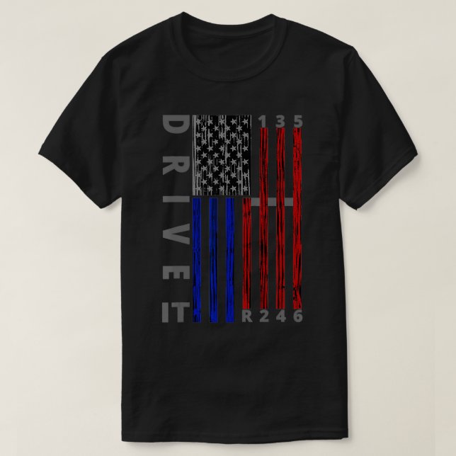 Camiseta Palo Shift Bandera Americana Muslo Coche Si Veloci (Diseño del anverso)