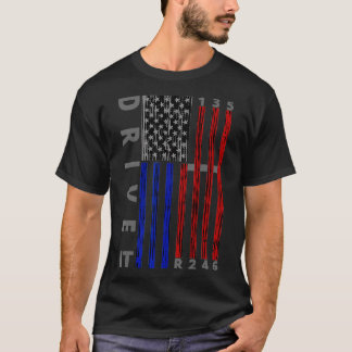 Camiseta Palo Shift Bandera Americana Muslo Coche Si Veloci