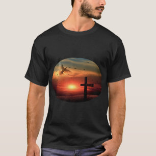 Camiseta Palo y cruz de la resurrección del atardecer