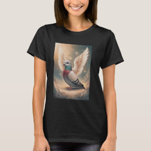 Camiseta Paloma Con Alas Angélicas Y Halo Entre Nubes Ar