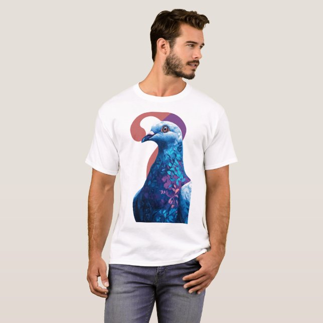 Camiseta Paloma de Flor Nocturna – Ilustración de Gradiente (Anverso completo)