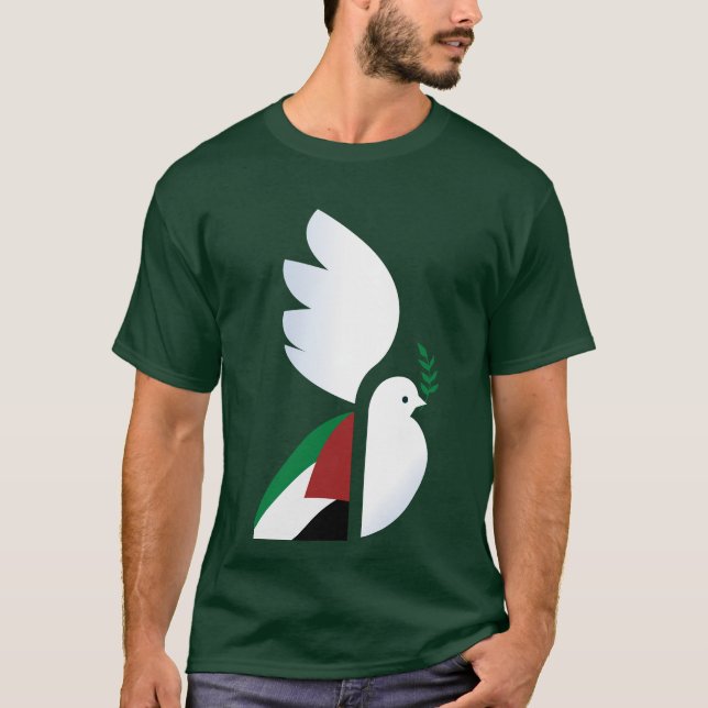 Camiseta paloma de la paz con la bandera palestina (Anverso)