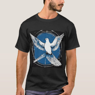 Camiseta Paloma de paz, azul blanco negro