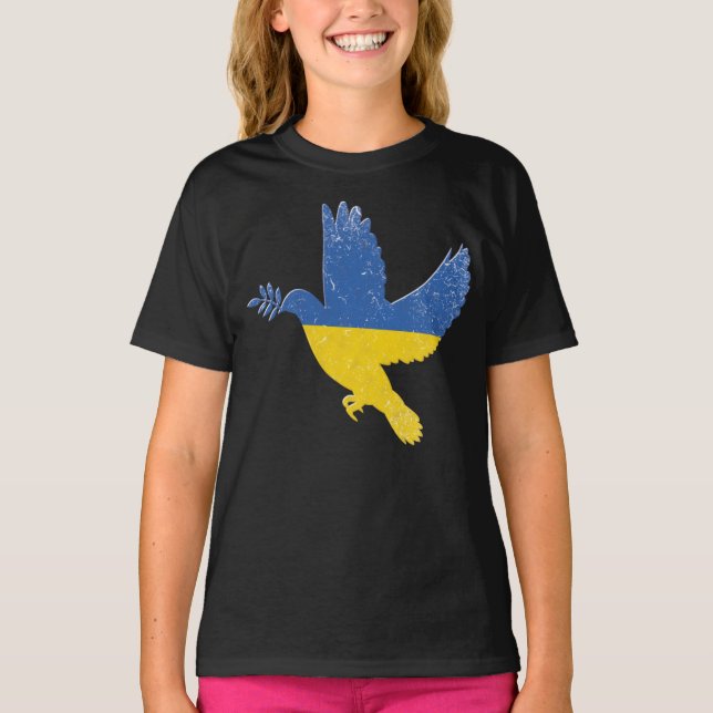 Camiseta Paloma de paz de Ucrania, bandera del orgullo ucra (Anverso)