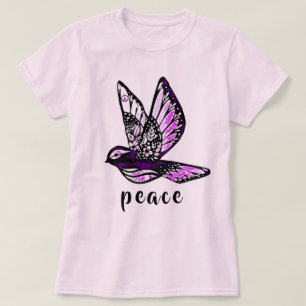 Camiseta Paloma de tinta de bonito y acuarela con signo de