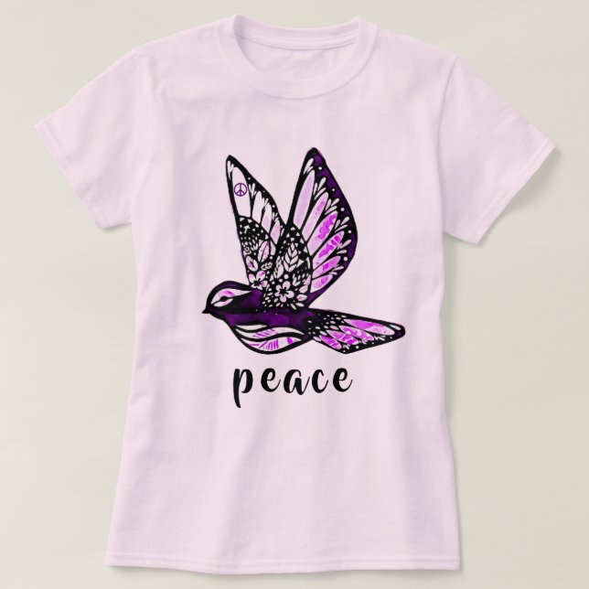 Camiseta Paloma de tinta de bonito y acuarela con signo de  (Diseño del anverso)