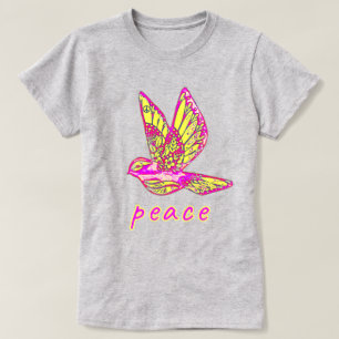 Camiseta Paloma de tinta de bonito y acuarela con signo de