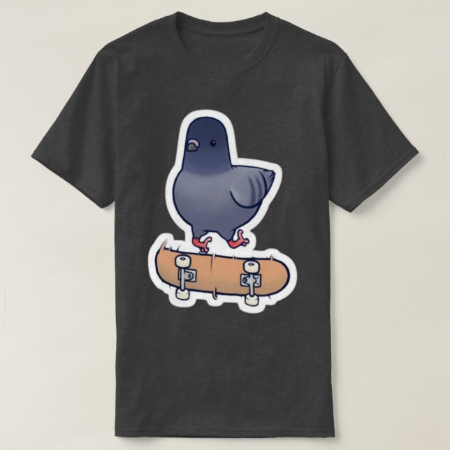 Camiseta Paloma en patineta (Diseño del anverso)