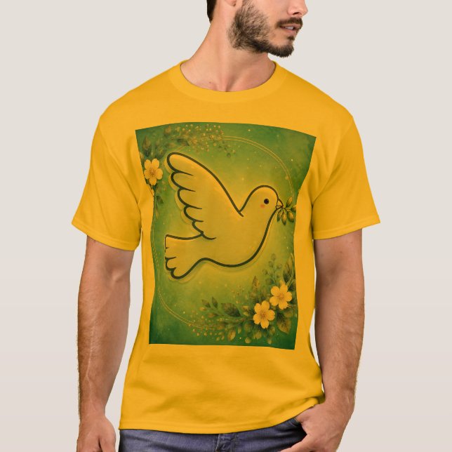Camiseta Paloma Pacífica en Flor. (Anverso)