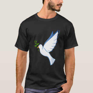 Camiseta Paloma Paz Rama de Olivo Volando Símbolo Alas Pája