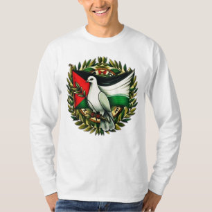Camiseta Paloma sostiene la bandera palestina de la hoja de