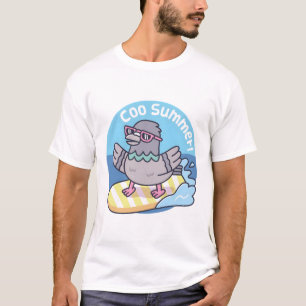 Camiseta Paloma Surfista En Tabla De Surf Divertida Coo Ver