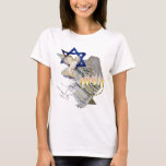 Camiseta Paloma, Tallit y Menorah B<br><div class="desc">Nuestro único y hermoso diseño usando el Magen David,  una paloma,  Tallit y Menorah.  Esta vez sin fondo.</div>