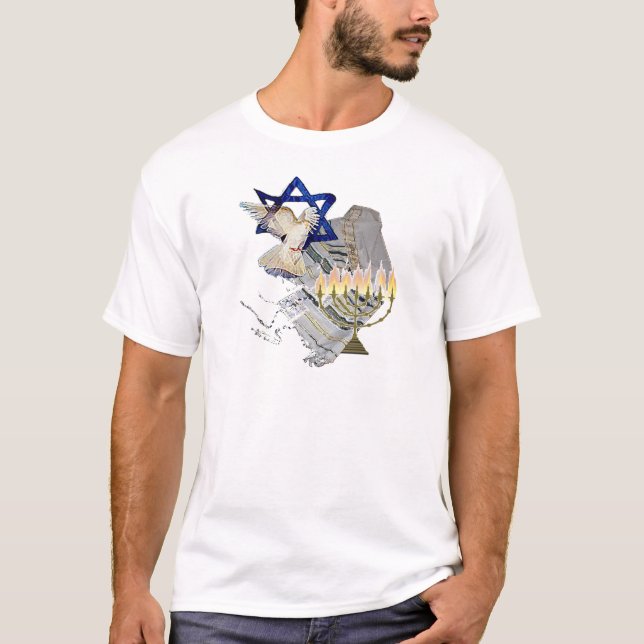 Camiseta Paloma, Tallit y Menorah B (Anverso)