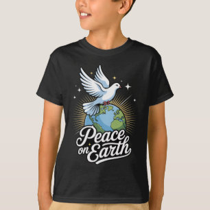 Camiseta Paloma y globo de fe de Navidad Paz en la Tierra