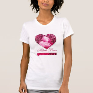 CAMISETA PALOMAS BLANCAS EN CORAZÓN ROSADO   DEL AMANTE DEL