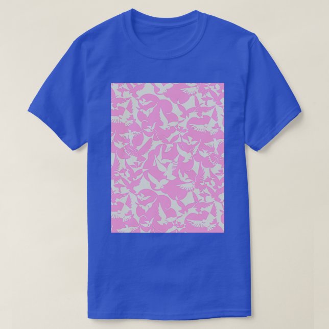 Camiseta Palomas en blanco y rosa (Diseño del anverso)