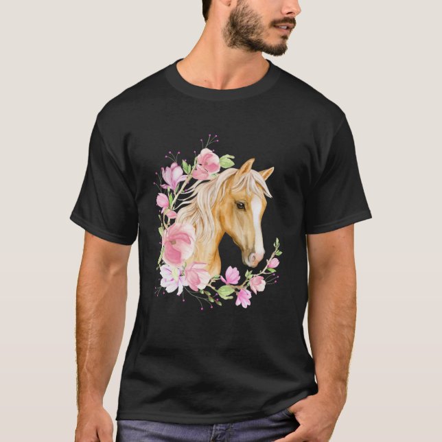 Camiseta Palomino Horse Magnolias Horse Flora de Caballo (Anverso)