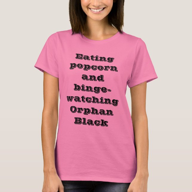 Camiseta palomitas y bibge del eatng que miran negro (Anverso)
