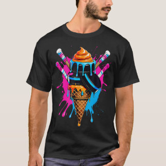 Camiseta Palos de Hockey Helado con Goteo de Purpurina Niño