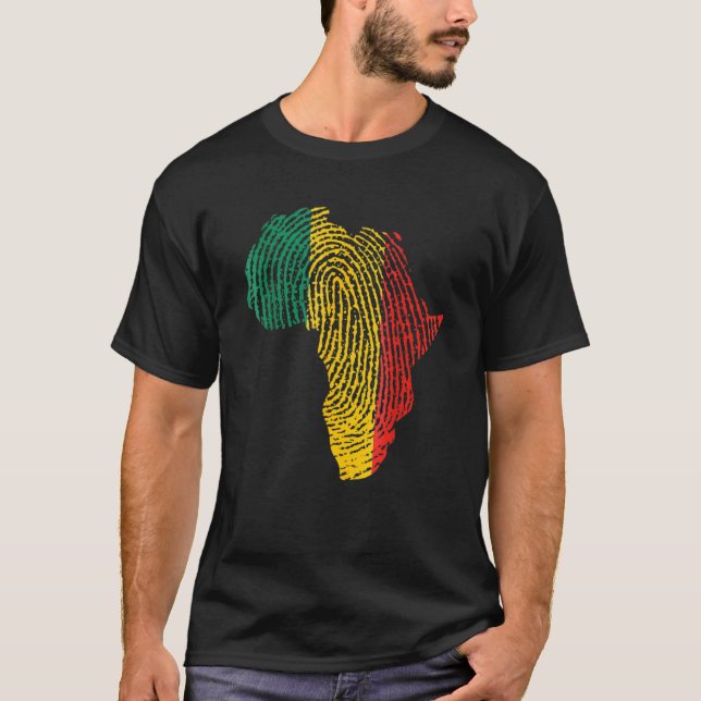 Camiseta Pan African Flag Fingerprint Black History Month P (Anverso)