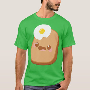 Camiseta Pan al estilo Kawaii de la tostada cruda con un la
