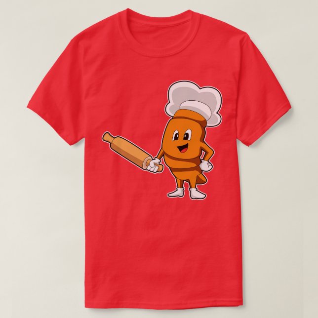 Camiseta Pan como cocinar con pasador de rodillo (Diseño del anverso)