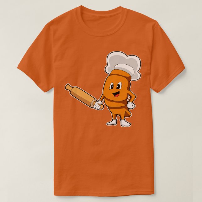 Camiseta Pan como cocinar con pasador de rodillo (Diseño del anverso)